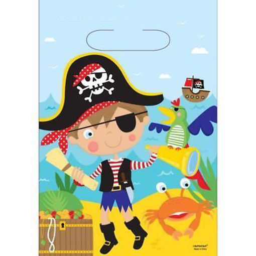 Picture of LITTLE PIRATE PLASTIC PARTY BAGS - 8PK